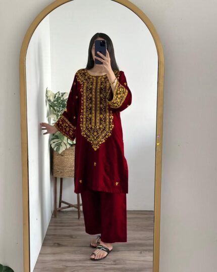 2pc embroidered stitched dress stuff lelin